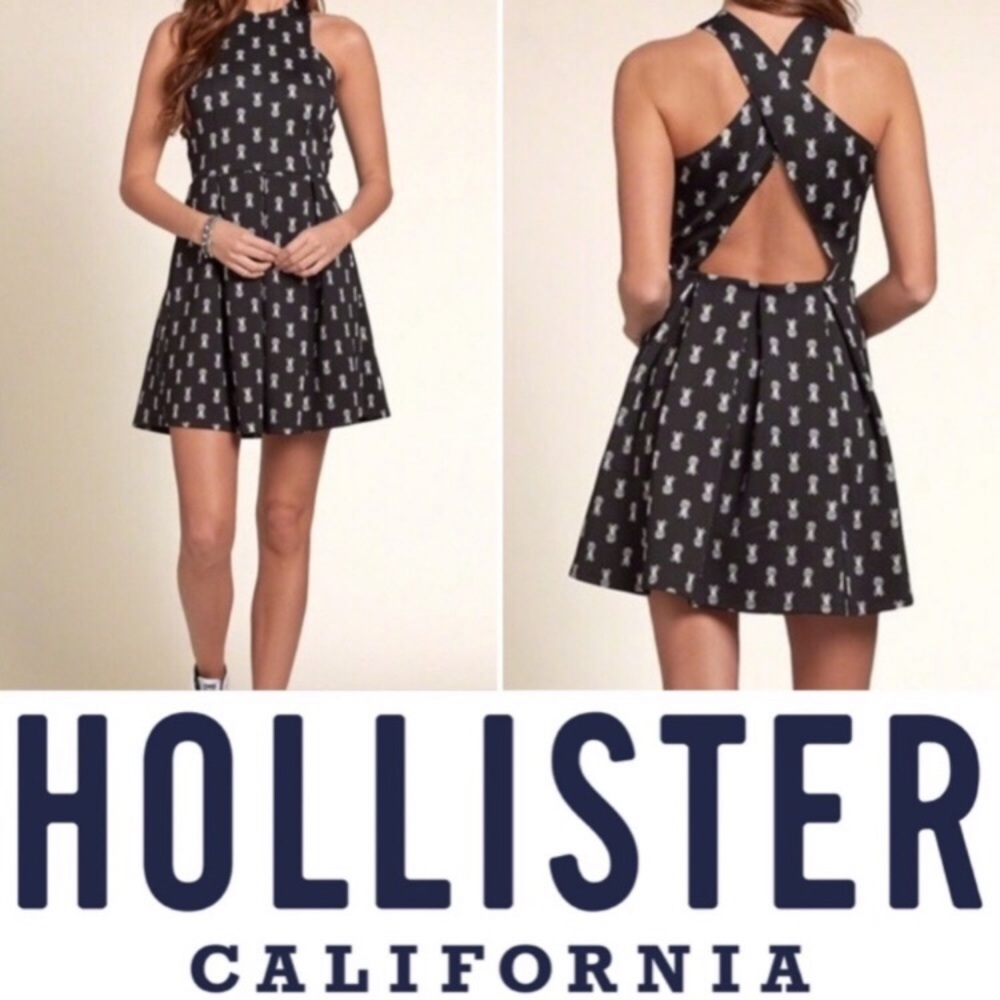 Pineapple Open Back Skater Dress